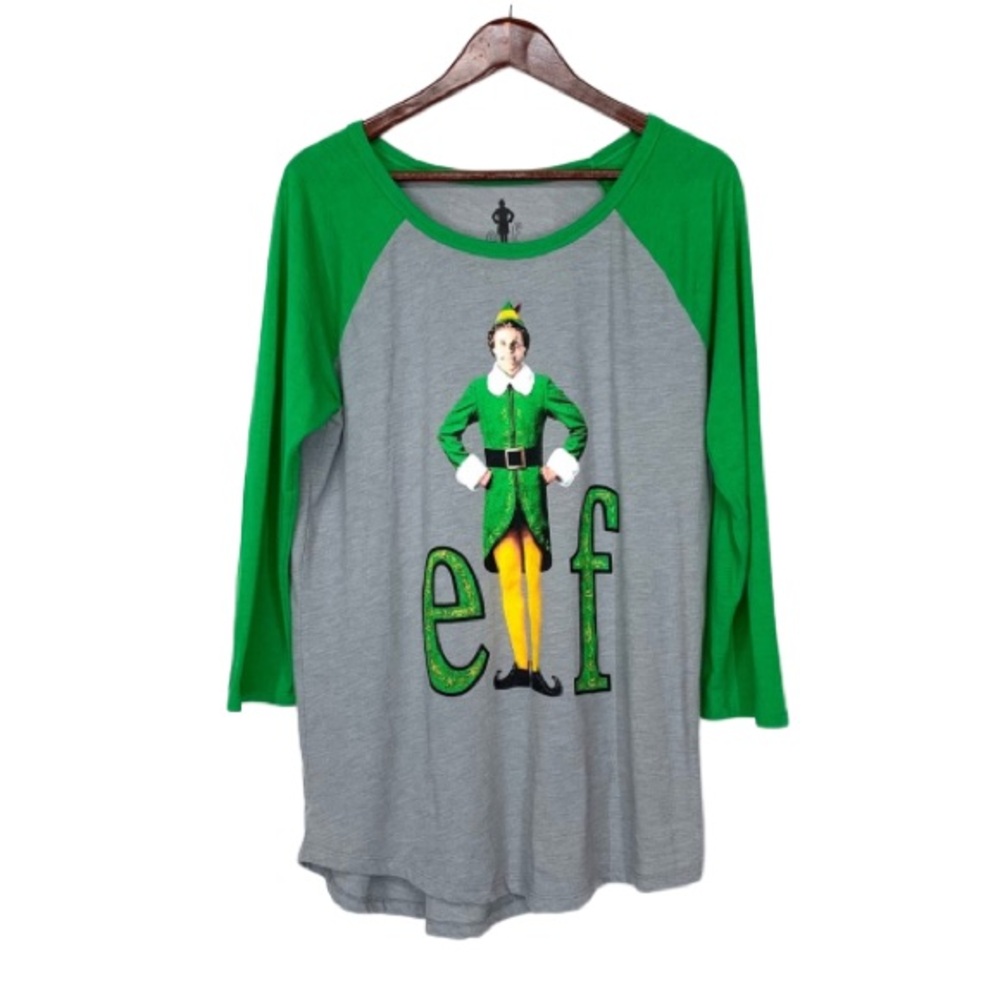 Elf The Movie Christmas Funny Graphic Soft Raglan Long Sleeve Soft Tee Size XL